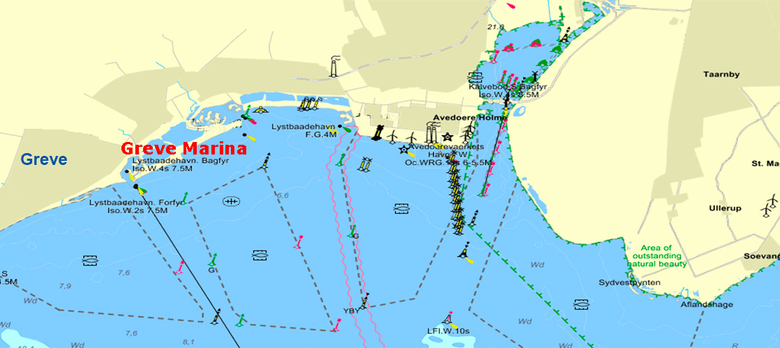 anduvning Greve Marina